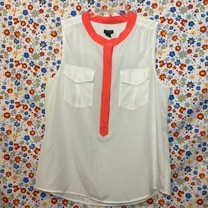 J.crew sheer tank top in size 14.Off white with hot pink accents.